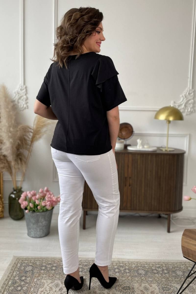 Джемпер из трикотажа с валаном, длина 60 см, черный Rumoda 2122 черный - фото 8