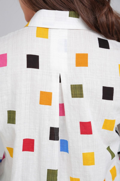 Летняя хлопковая блузка с длинным рукавом и карманами Lady Line 546 - фото 10