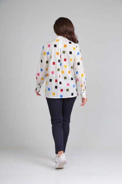 Летняя хлопковая блузка с длинным рукавом и карманами Lady Line 546 - фото 9