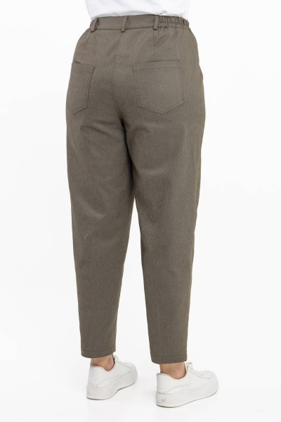 Деловые брюки зауженные из джинсовой ткани с высокой посадкой Avila 0870 хаки - фото 4