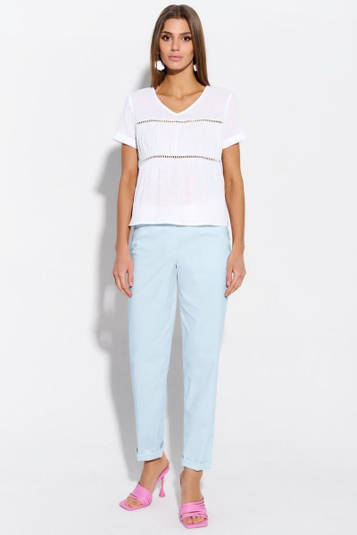 Брюки зауженные из хлопкового текстиля AYZE 72729 голубой - фото 1