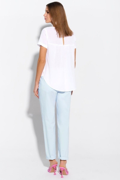 Брюки зауженные из хлопкового текстиля AYZE 72729 голубой - фото 3