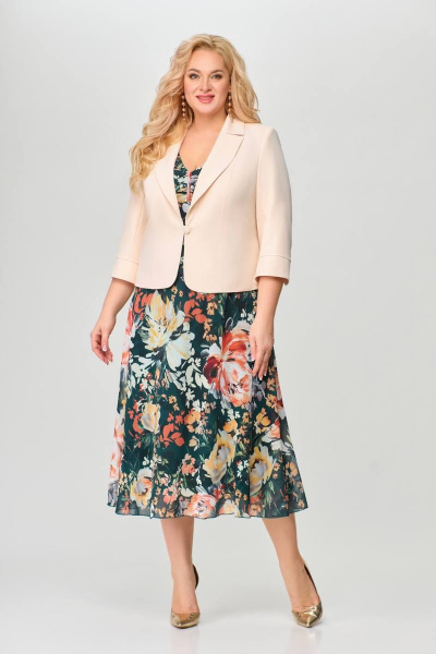 Летний костюм из шифона и костюмной ткани Slaviaelit 166-2 пион - фото 1