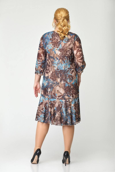 Платье свободного силуэта из шифона с воланом и длинным рукавом Slaviaelit 480 акварель - фото 2