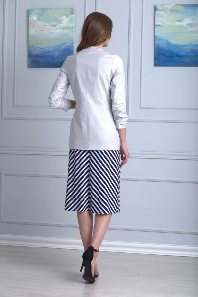 Жакет летний однобортный из текстиля со складками Anelli 707 серый - фото 4