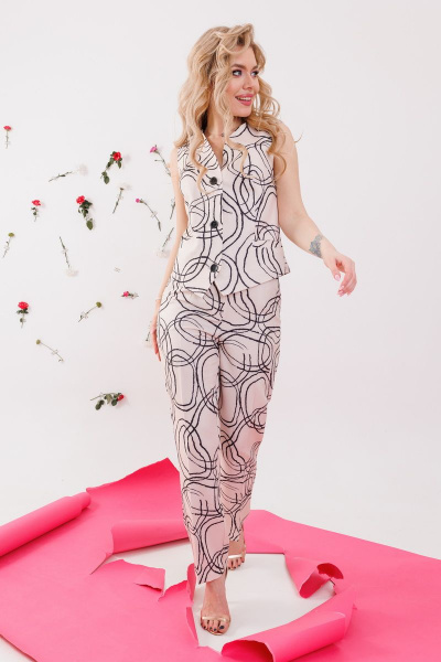 Брюки, жилет NikVa 360-1 беж_разводы - фото 1