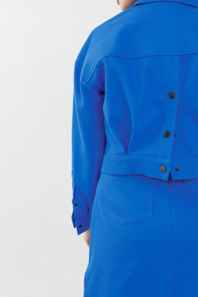 Синий джинсовый жакет с планкой и застежками на кнопки Anelli 962 василек - фото 2