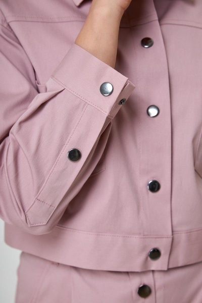 Жакет из джинса с воротником и съемным поясом Anelli 961.1 розовый - фото 4