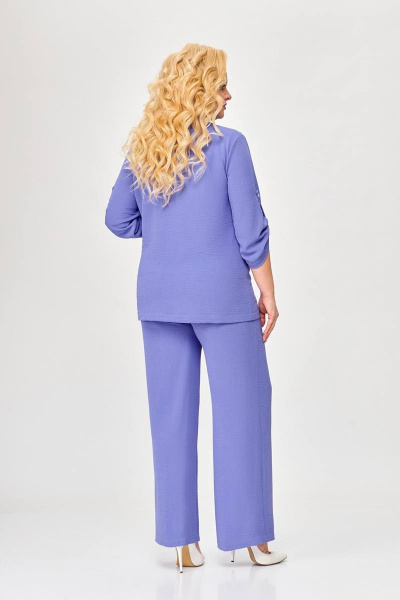 Костюм 2-ка жакет приталенный и брюки прямые из ткани с эффектом жатки Swallow 657.1 фиолетовый - фото 9