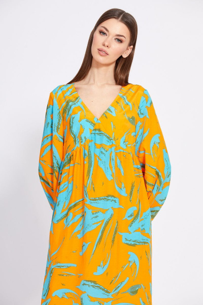 Платье EOLA 2419 оранжевый-бирюза - фото 8