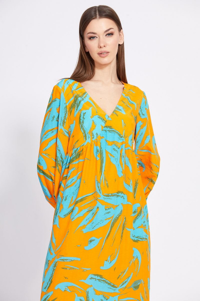 Платье EOLA 2419 оранжевый-бирюза - фото 7