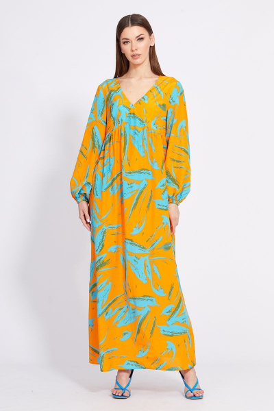 Платье EOLA 2419 оранжевый-бирюза - фото 6