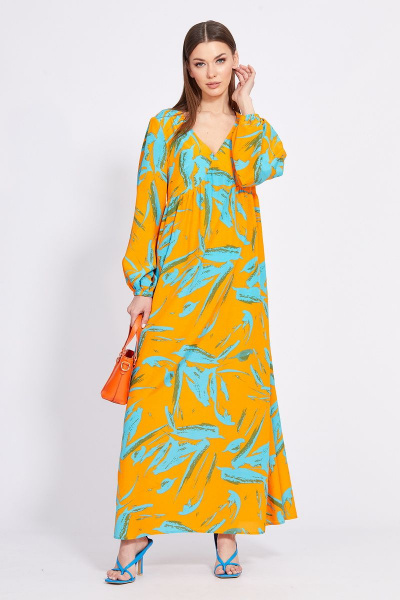 Платье EOLA 2419 оранжевый-бирюза - фото 1
