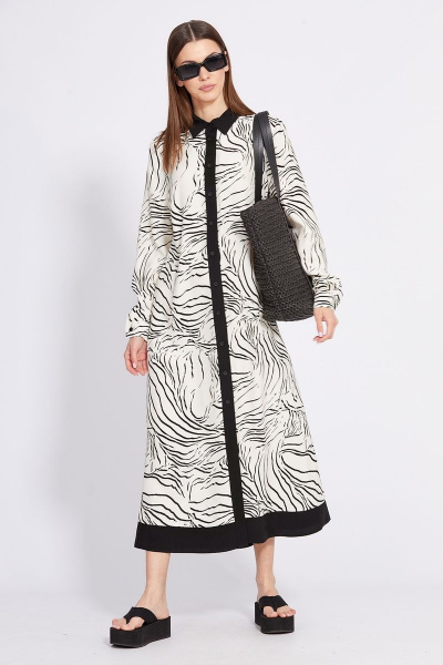 Платье из плательной ткани с принтом и карманами EOLA 2430 молочный_рисунок - фото 4