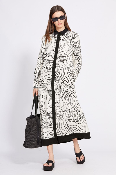 Платье из плательной ткани с принтом и карманами EOLA 2430 молочный_рисунок - фото 1