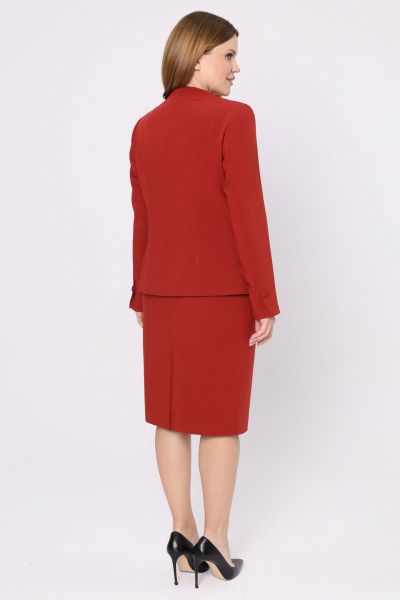 Костюм юбка и жакет деловой текстиль лаконичный летний Панда 53710z терракотовый - фото 2