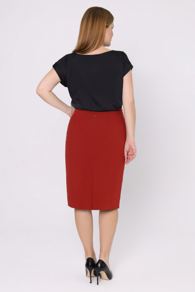 Костюм юбка и жакет деловой текстиль лаконичный летний Панда 53710z терракотовый - фото 4