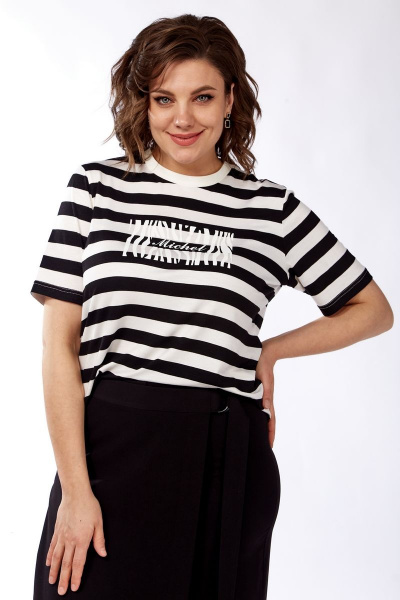 Длинный деловой жилет из шерсти и текстиля с разрезами Michel chic 1336 белый-черный - фото 2