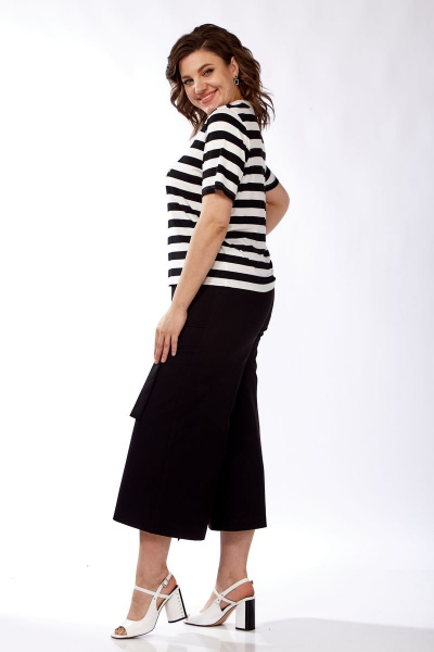 Длинный деловой жилет из шерсти и текстиля с разрезами Michel chic 1336 белый-черный - фото 5