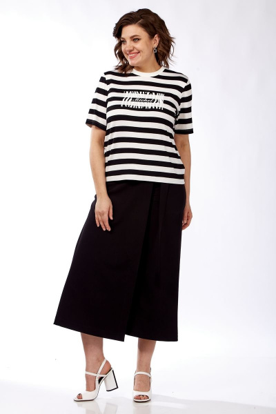 Длинный деловой жилет из шерсти и текстиля с разрезами Michel chic 1336 белый-черный - фото 4