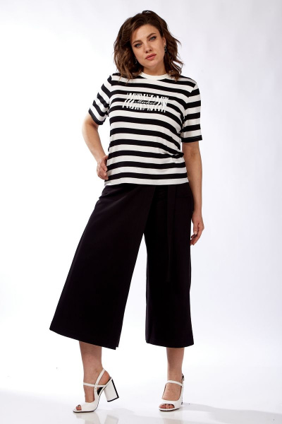 Длинный деловой жилет из шерсти и текстиля с разрезами Michel chic 1336 белый-черный - фото 3