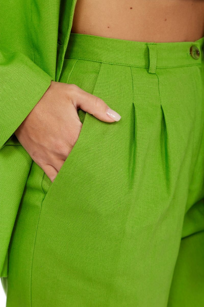 Костюм жакет и брюки свободного силуэта летний из льна Dilana VIP 1992 яблоко - фото 9