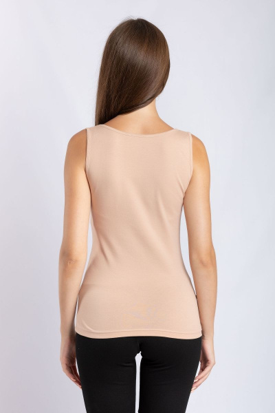 Майка бежевый цвет из трикотажа и хлопка на широкой бретельке SERGE 6247/39 rose-062 - фото 2
