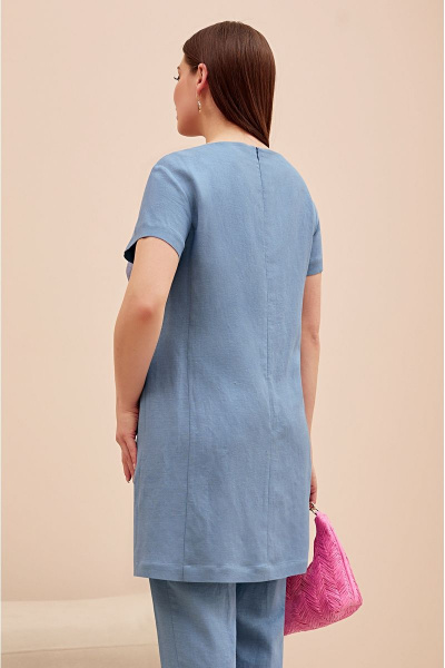 Ленодизайнерский костюм с вышивкой и брюками Палаццо Lissana 4741 джинс - фото 6