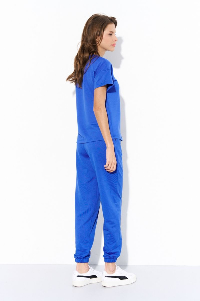 Джемпер и брюки из трикотажа с эластичным поясом и стрелками Luitui R4030 ярко-синий - фото 5