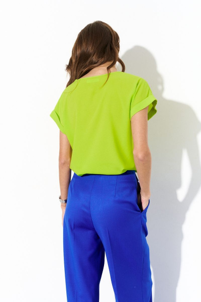 Блуза на каждый день в демисезонной ткани Luitui R5051 салатовый - фото 3