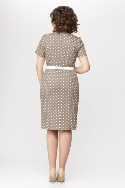 Платье из хлопкового денима с рельефами и шлицей на спинке Swallow 659.1 песочный - фото 8