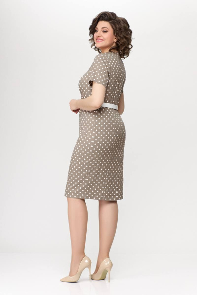 Платье из хлопкового денима с рельефами и шлицей на спинке Swallow 659.1 песочный - фото 5