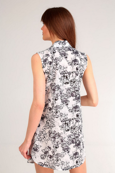 Джемпер и платье комплект из трикотажа с вытачками Таир-Гранд 62319 цветы - фото 6