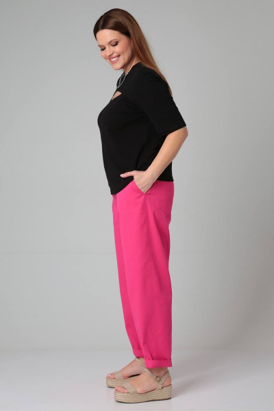 Джемпер с коротким рукавом и элегантным вырезом из трикотажа Bliss 8067 черный - фото 6