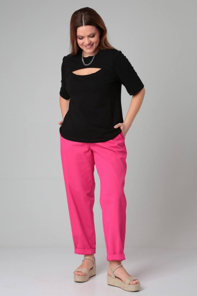 Джемпер с коротким рукавом и элегантным вырезом из трикотажа Bliss 8067 черный - фото 3