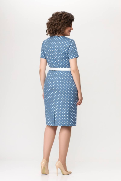 Платье из хлопкового денима с рельефами и потайной молнией Swallow 659.3 светло-синий - фото 4