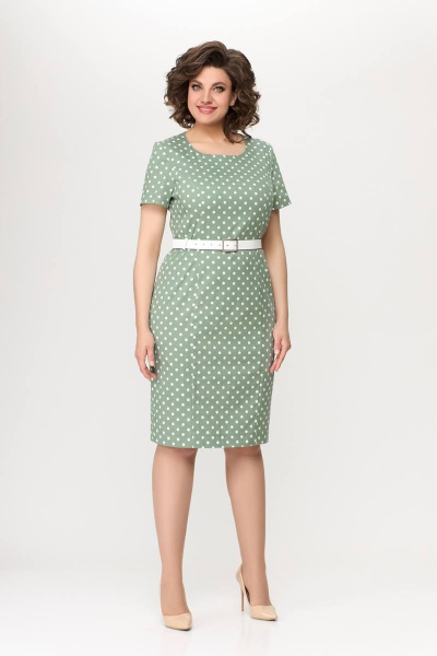 Платье из хлопкового денима с рельефами и шлицей на спинке Swallow 659.2 мята - фото 11