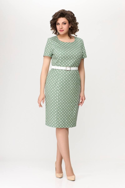 Платье из хлопкового денима с рельефами и шлицей на спинке Swallow 659.2 мята - фото 10