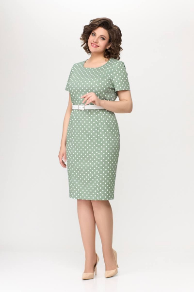 Платье из хлопкового денима с рельефами и шлицей на спинке Swallow 659.2 мята - фото 8