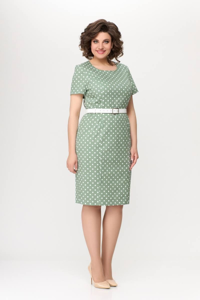 Платье из хлопкового денима с рельефами и шлицей на спинке Swallow 659.2 мята - фото 9