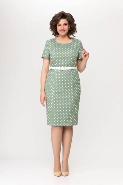 Платье из хлопкового денима с рельефами и шлицей на спинке Swallow 659.2 мята - фото 4