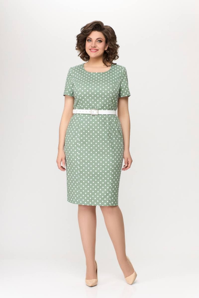 Платье из хлопкового денима с рельефами и шлицей на спинке Swallow 659.2 мята - фото 2