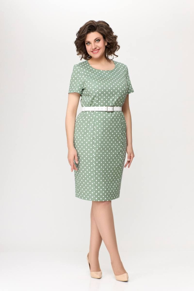 Платье из хлопкового денима с рельефами и шлицей на спинке Swallow 659.2 мята - фото 3