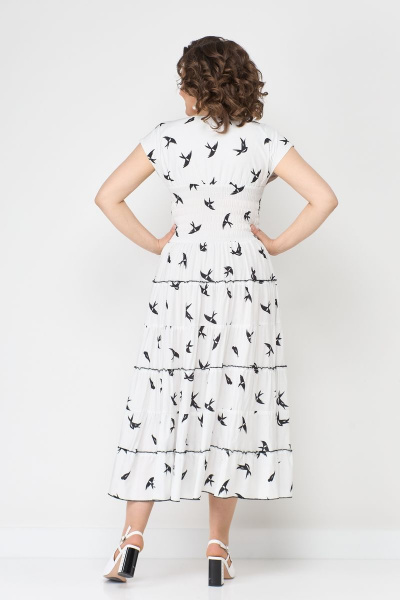 Платье летнее белое с воланами и резинкой на груди Solomeya Lux 947E - фото 3