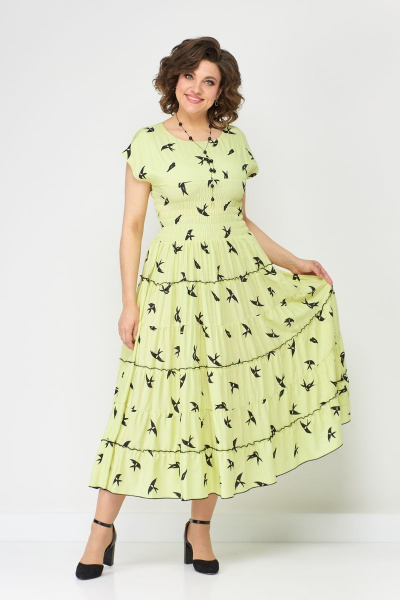 Платье из вискозы с резинкой и воланами Solomeya Lux 947D - фото 1