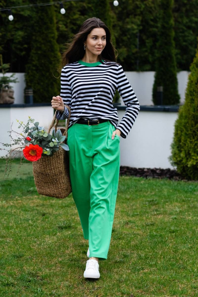 Хлопковые брюки джинсового стиля с боковыми карманами Ivera 2053 зеленый - фото 4