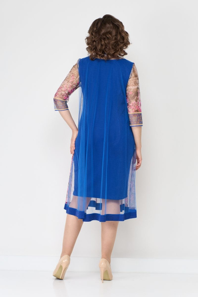 Двойное платье из костюмной ткани и сетки с цветочным принтом Solomeya Lux 645 - фото 3