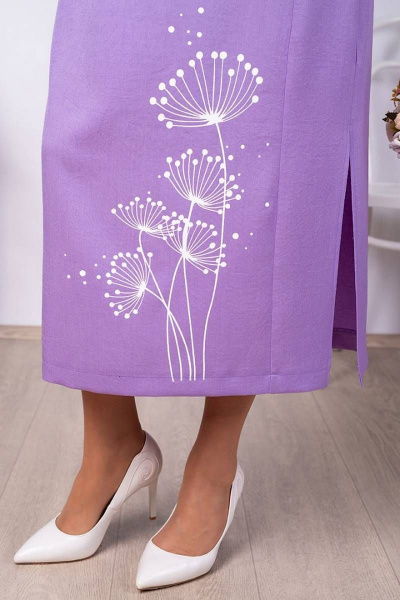 Платье полуприлегающее из хлопка с печатью и разрезами Camelia 2202 5 - фото 6