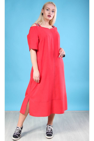 Летнее свободное платье А-силуэта из хлопка с разрезами и широкими бретелями Camelia 2018 2 - фото 2