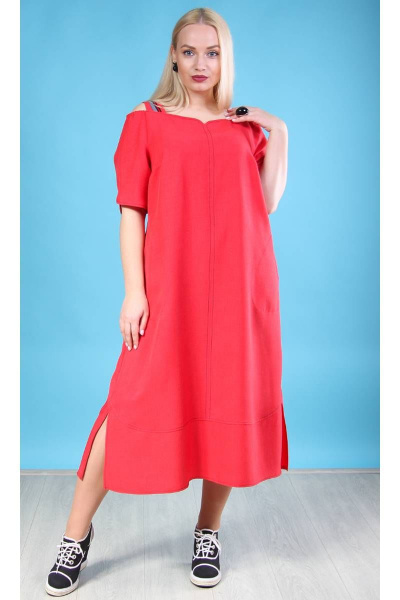 Летнее свободное платье А-силуэта из хлопка с разрезами и широкими бретелями Camelia 2018 2 - фото 1